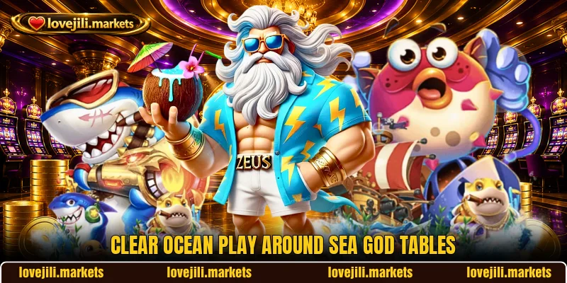 Clear ocean play around Sea God tables Clear ocean play around Sea God tables