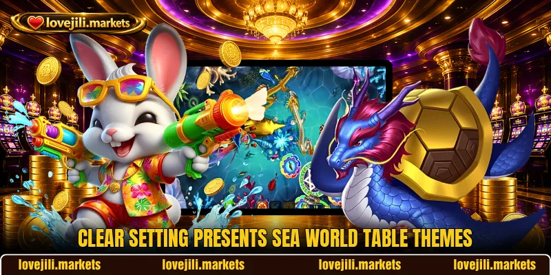 Clear setting presents Sea World table themes Clear setting presents Sea World table themes