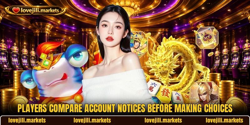 Players compare account notices before making choices Players compare account notices before making choices