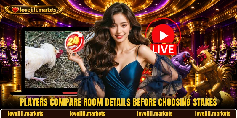 Players compare room details before choosing stakes