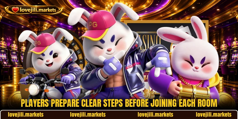 Players prepare clear steps before joining each room Players prepare clear steps before joining each room