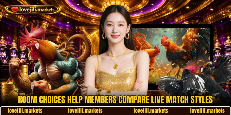 Room choices help members compare live match styles Room choices help members compare live match styles